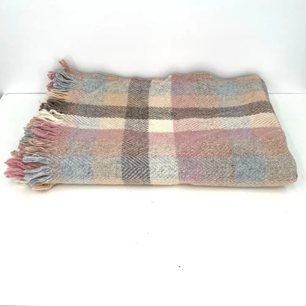 Vintage pastel colors wool blanket throw